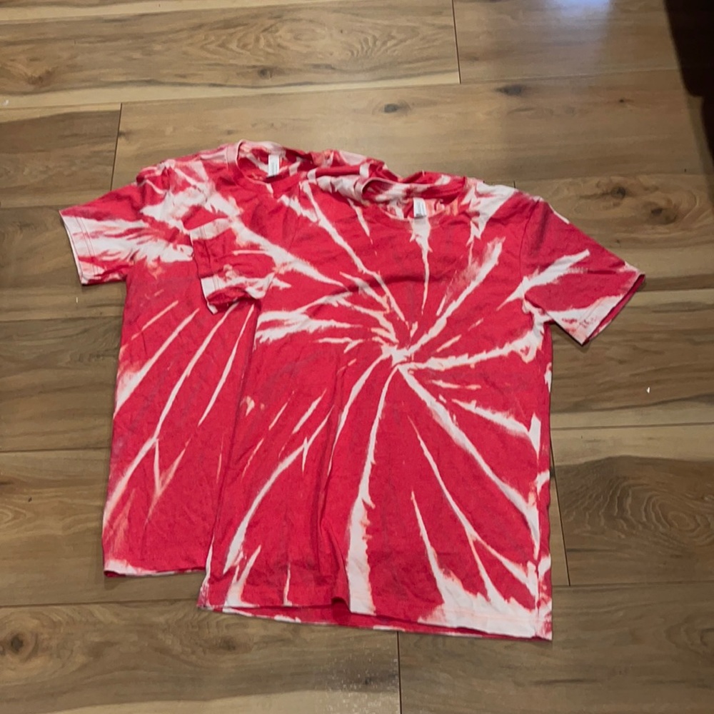 two red tied dyed t-shirts